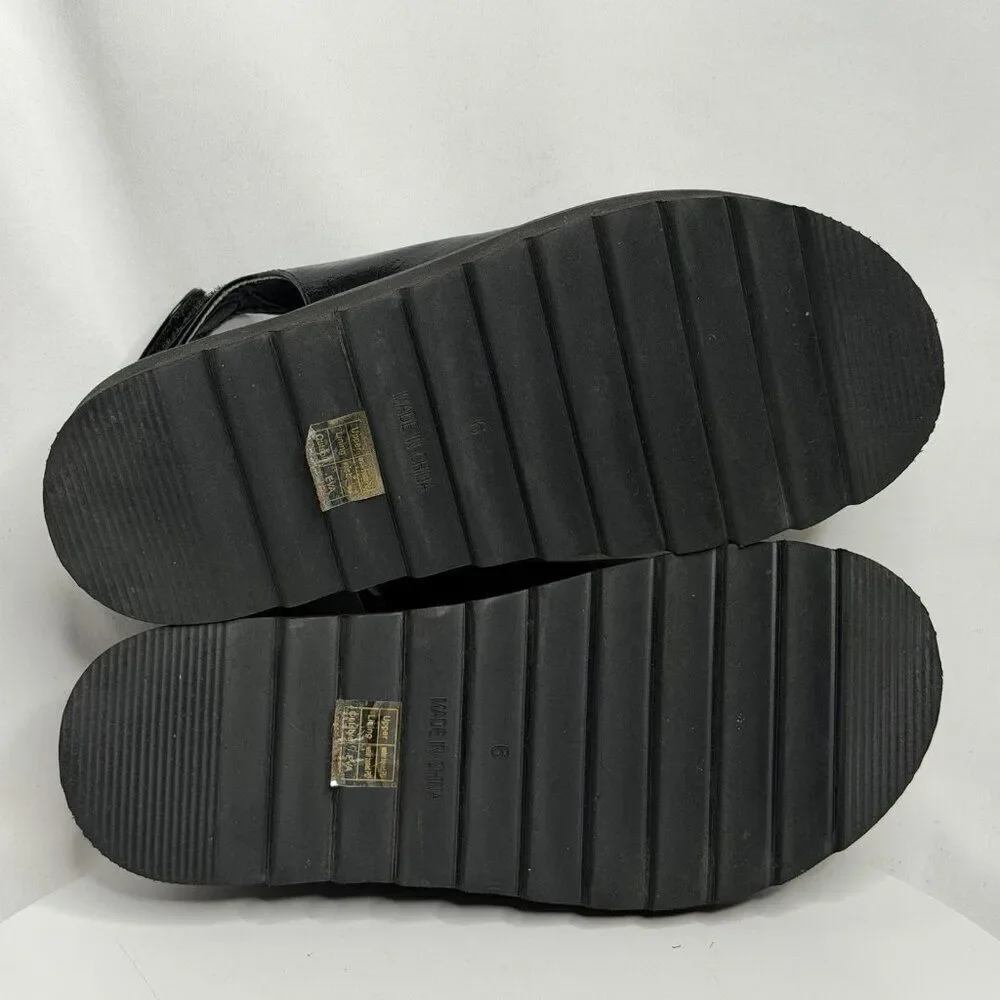 Princess Polly Rue Chunky Platform Sandals Black Slingback Shoes Size‎ 6